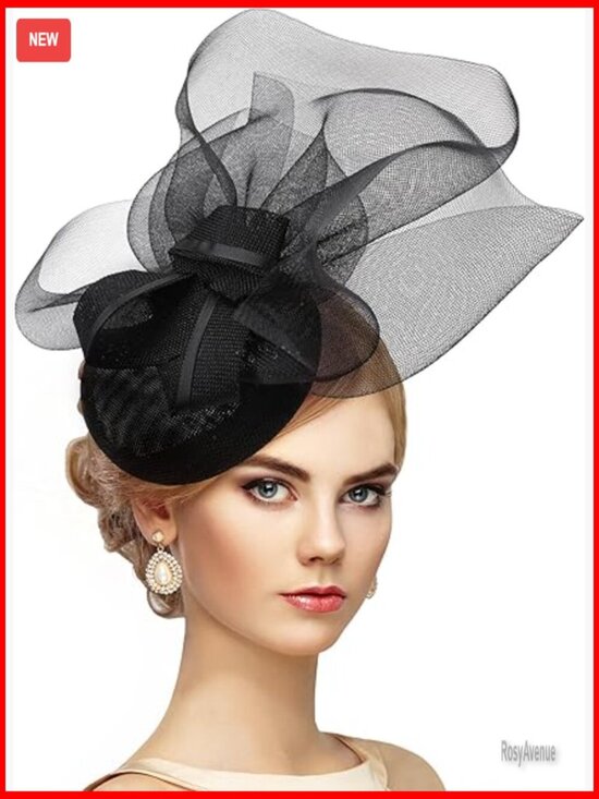 Derby Fascinator Hat with Mesh Crown for Tea Parties and Events main image 6